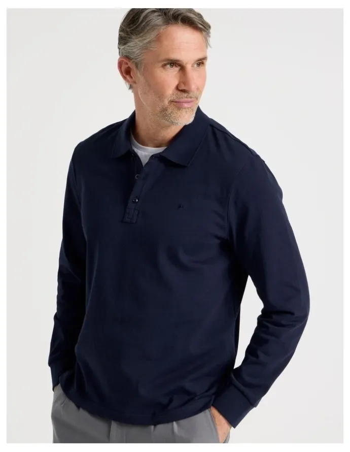 Regatta Long Sleeve Piqu Polo in Navy