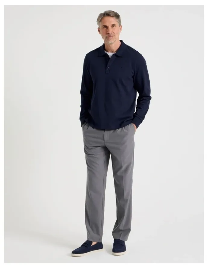 Regatta Long Sleeve Piqu Polo in Navy