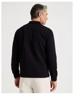 Regatta Long Sleeve Piqu Polo in Black