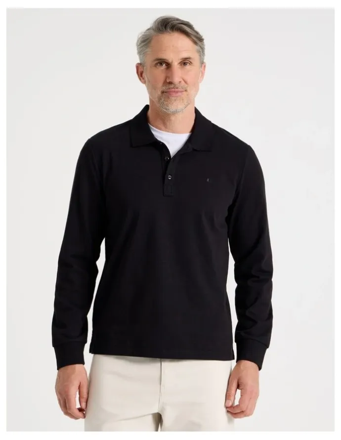 Regatta Long Sleeve Piqu Polo in Black