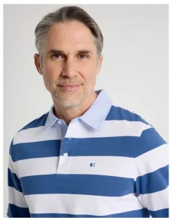 Regatta Long Sleeve Rugby Polo in Blue Stripe