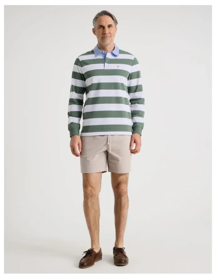 Regatta Long Sleeve Rugby Polo in Sage Stripe