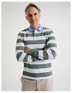 Regatta Long Sleeve Rugby Polo in Sage Stripe