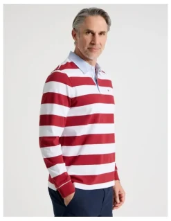 Regatta Long Sleeve Rugby Polo in Red Stripe