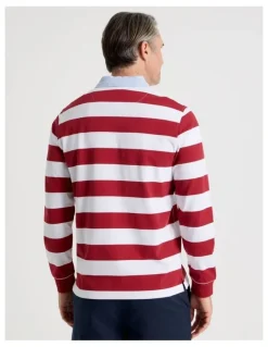 Regatta Long Sleeve Rugby Polo in Red Stripe
