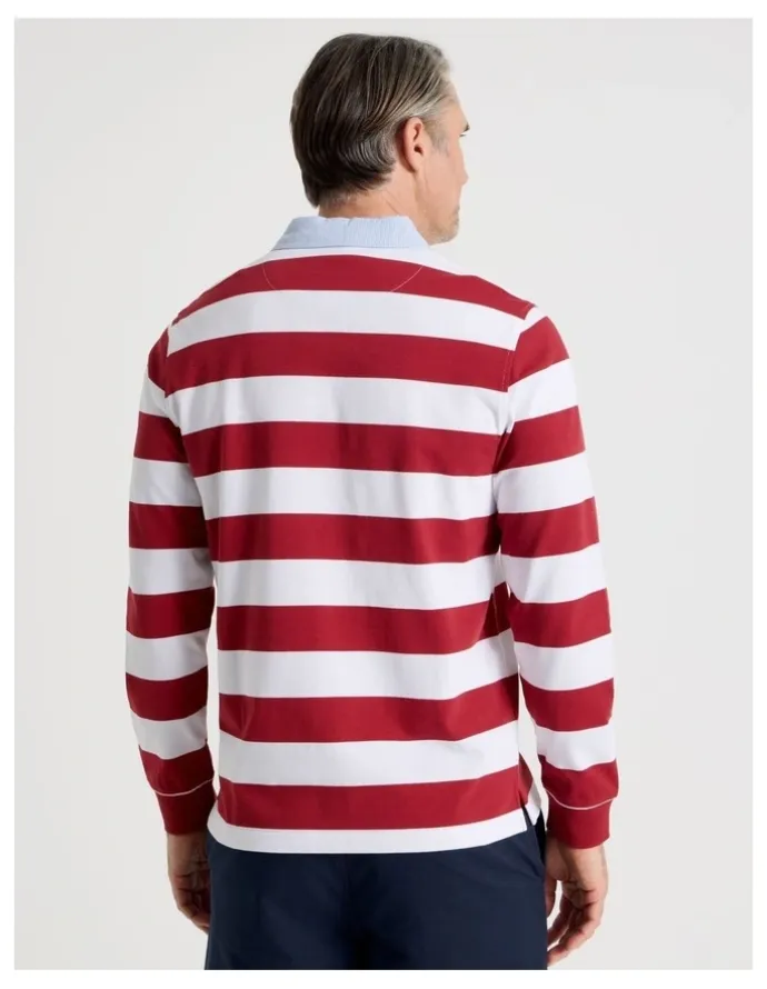 Regatta Long Sleeve Rugby Polo in Red Stripe