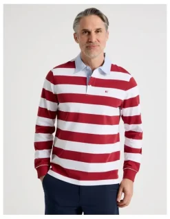 Regatta Long Sleeve Rugby Polo in Red Stripe