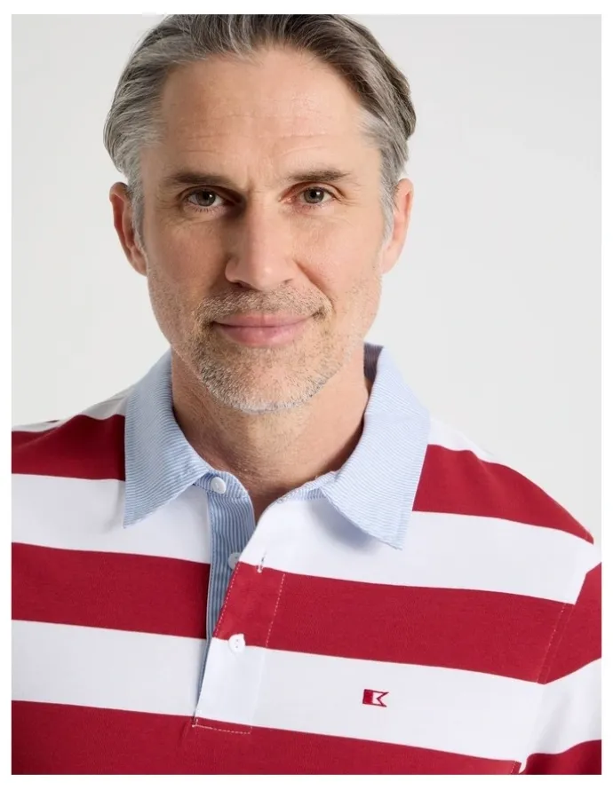 Regatta Long Sleeve Rugby Polo in Red Stripe