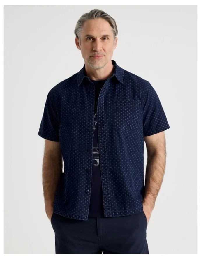 Regatta Micro Print Short Sleeve Shirt in Navy