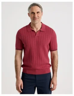 Regatta Open Collar Cable Knit Polo in Red