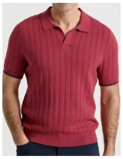 Regatta Open Collar Cable Knit Polo in Red
