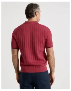 Regatta Open Collar Cable Knit Polo in Red