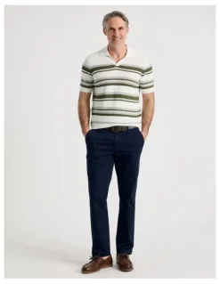 Regatta Open Collar Stripe Knit Polo in Sage