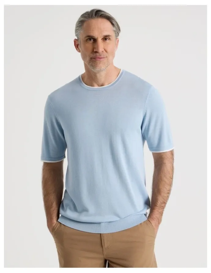 Regatta Short Sleeve Bamboo Cotton T-Shirt with Contrast Tipping in Light Blue