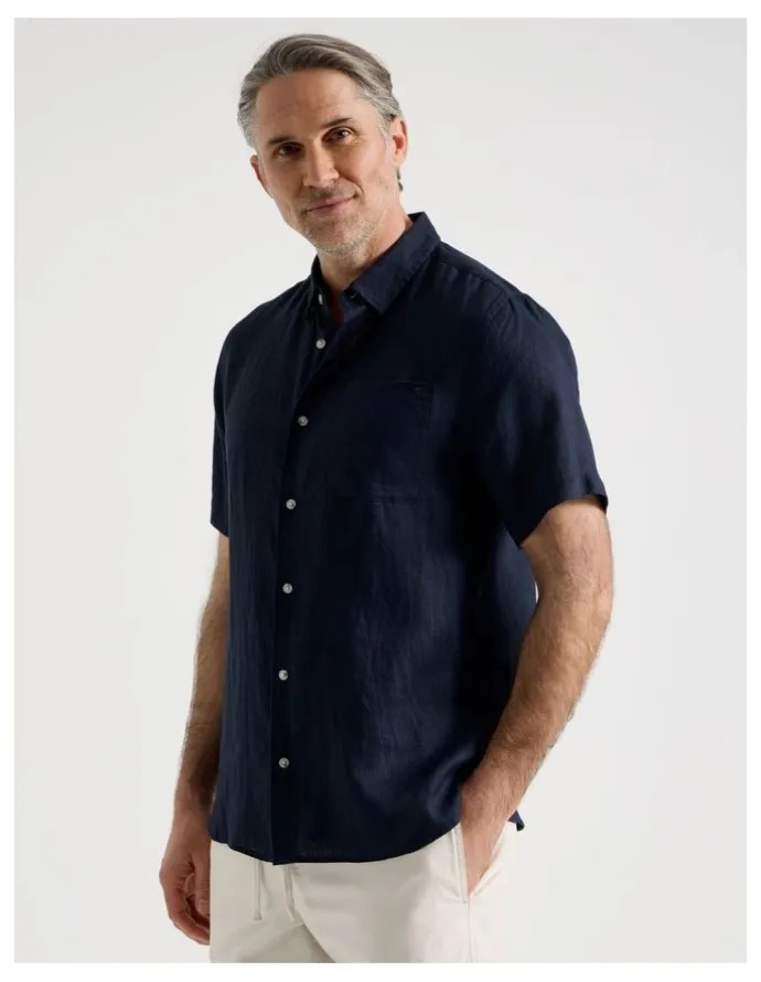 Regatta Short Sleeve Linen Shirt in Navy