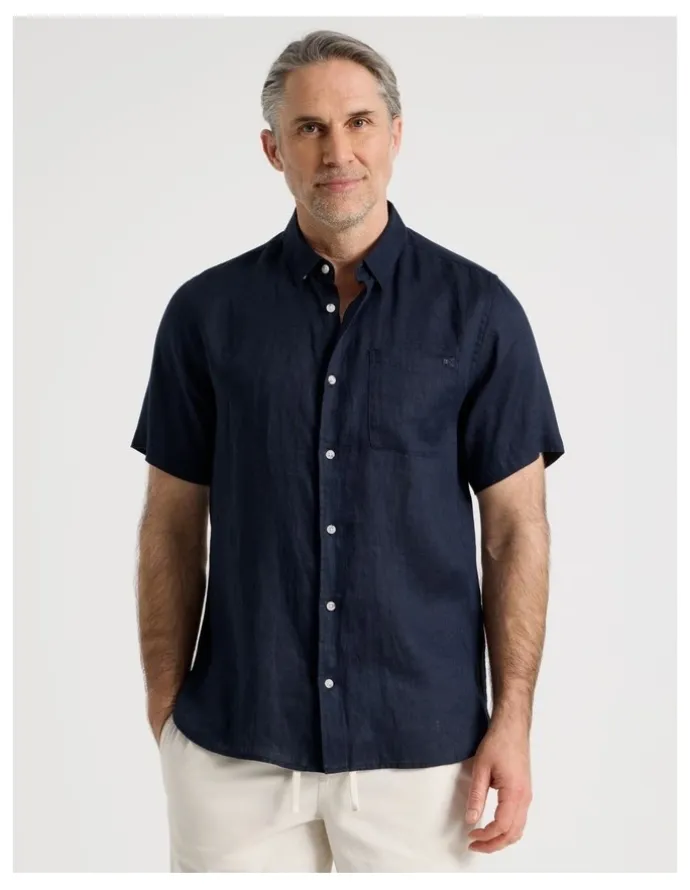 Regatta Short Sleeve Linen Shirt in Navy