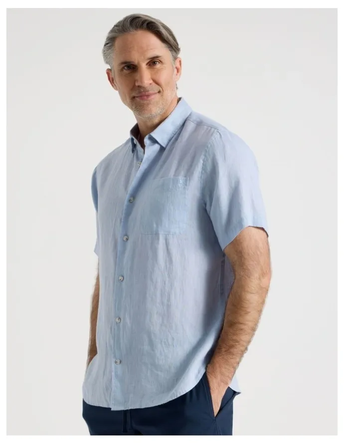 Regatta Short Sleeve Linen Shirt in Light Blue