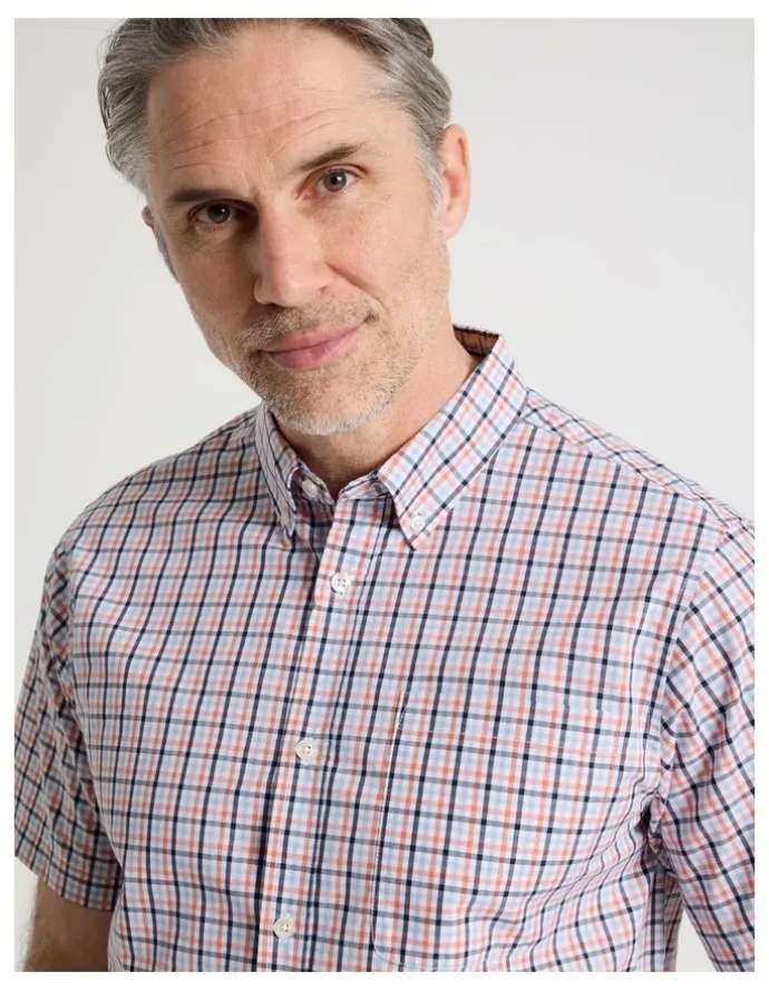 Regatta Short Sleeve Shirt in Coral Check