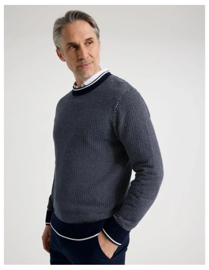 Regatta Stripe Rib Detail Knit in Navy