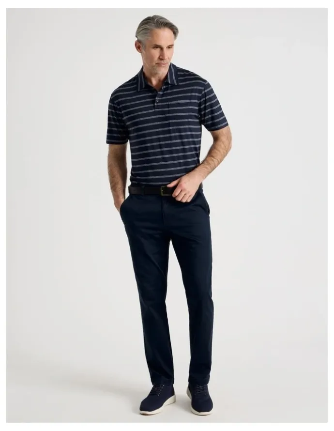 Regatta Tech Fine Stripe Polo in Navy