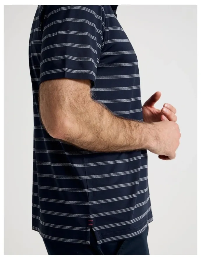 Regatta Tech Fine Stripe Polo in Navy