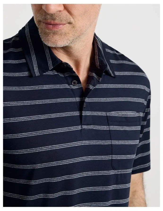 Regatta Tech Fine Stripe Polo in Navy