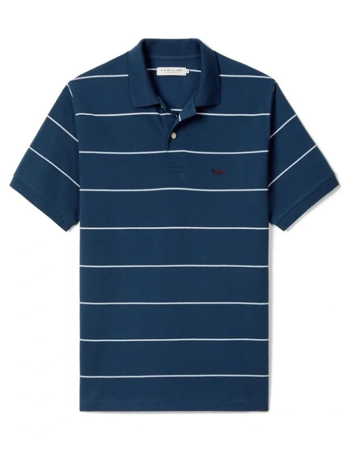 R.M.Williams Albany Stripe Polo Vintage Blue