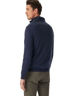 R.M.Williams Ernest Merino 1/4 Zip Knit in Navy