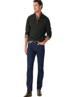 R.M.Williams Ernest Merino 1/4 Zip Knit in Forest Green