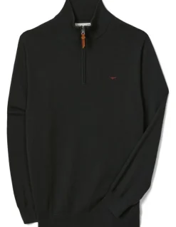 R.M.Williams Ernest Merino 1/4 Zip Knit in Forest Green