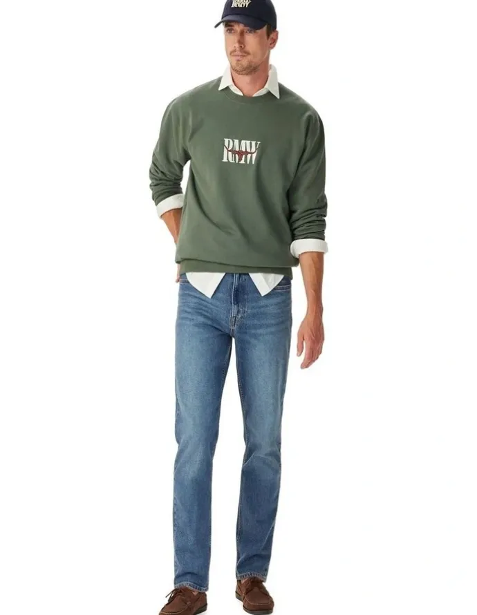 R.M.Williams Heritage Crew Sweatshirt in Spruce Green