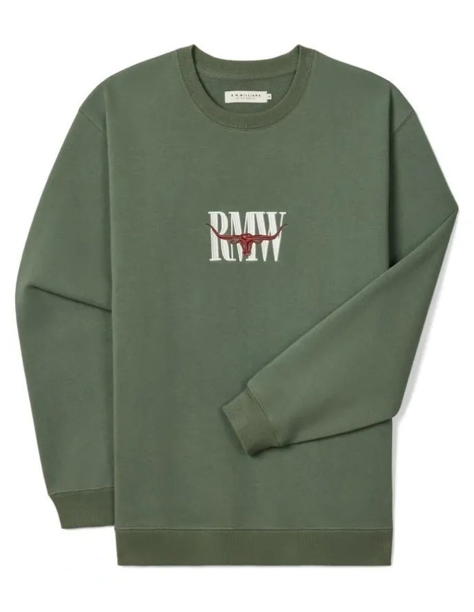 R.M.Williams Heritage Crew Sweatshirt in Spruce Green