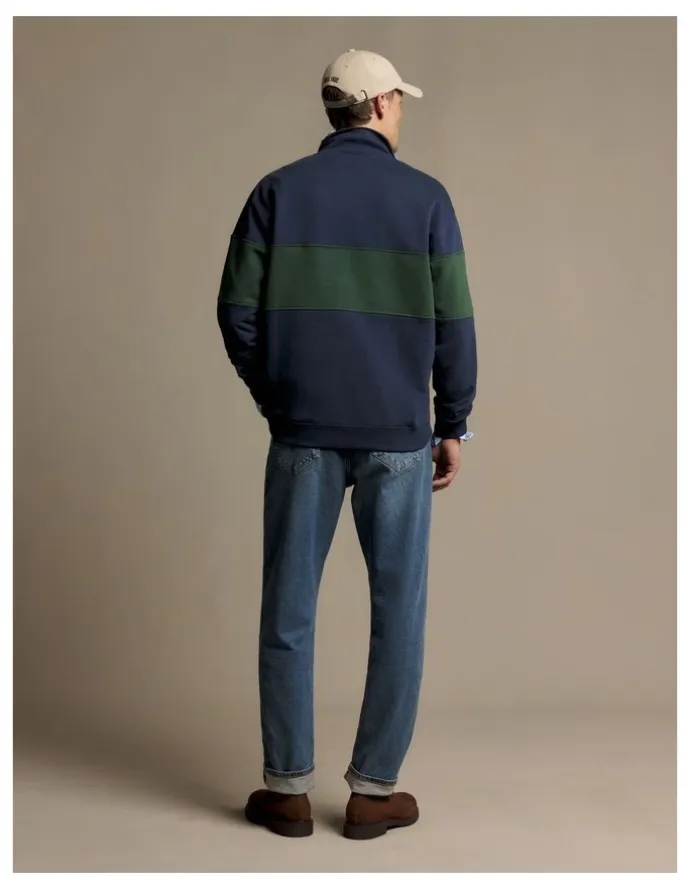 R.M.Williams Heritage Panel Quarter Zip Worker Blue