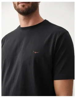 R.M.Williams Parson T-shirt in Black/Chestnut