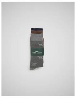 Rodd & Gunn Dogs-A-Plenty Three Pack Socks in Washed Mu