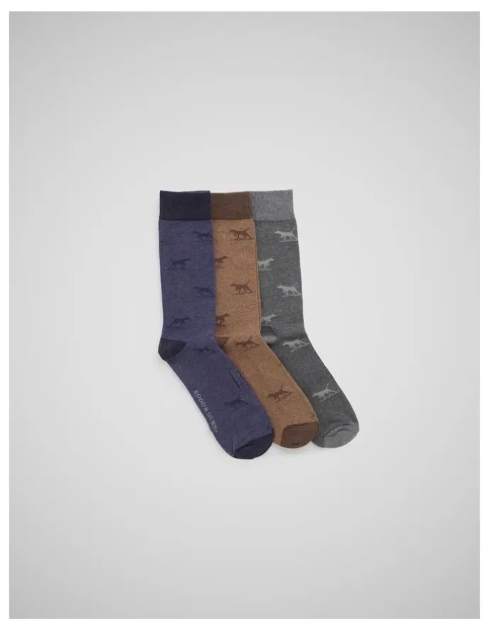 Rodd & Gunn Dogs-A-Plenty Three Pack Socks in Washed Mu