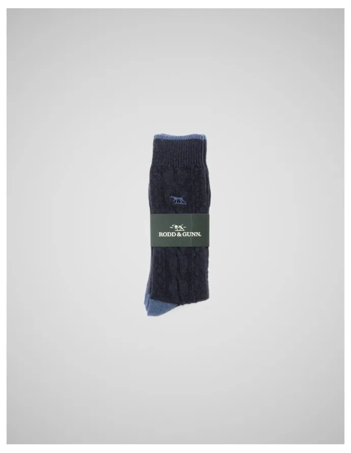 Rodd & Gunn Dunedin Cable Sock 2 Pack in Navy Denim
