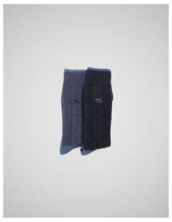 Rodd & Gunn Dunedin Cable Sock 2 Pack in Navy Denim