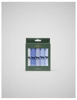 Rodd & Gunn Gunner Handkerchief 5 Pk in Light Blue Mult