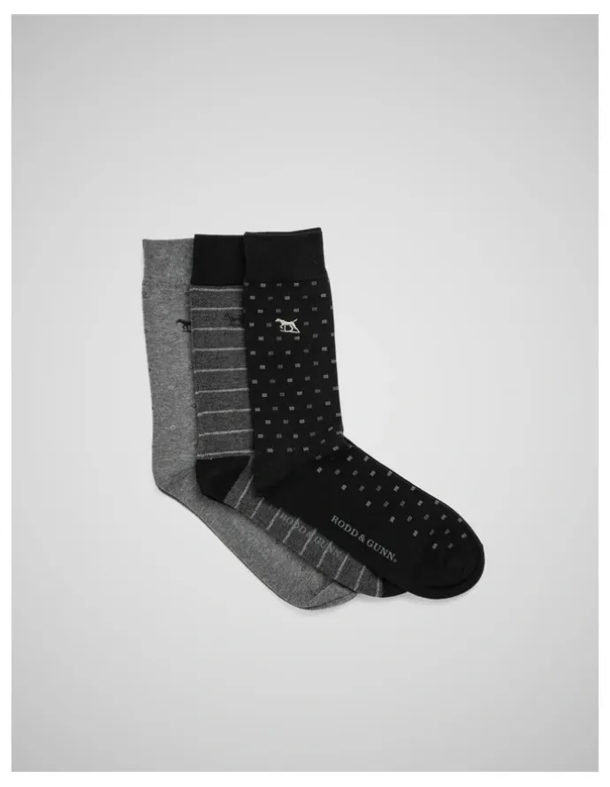 Rodd & Gunn Seafcliff Sock 3 Pack in Nero Multi