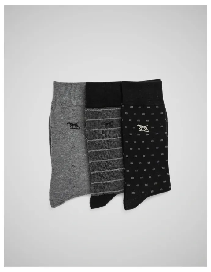 Rodd & Gunn Seafcliff Sock 3 Pack in Nero Multi