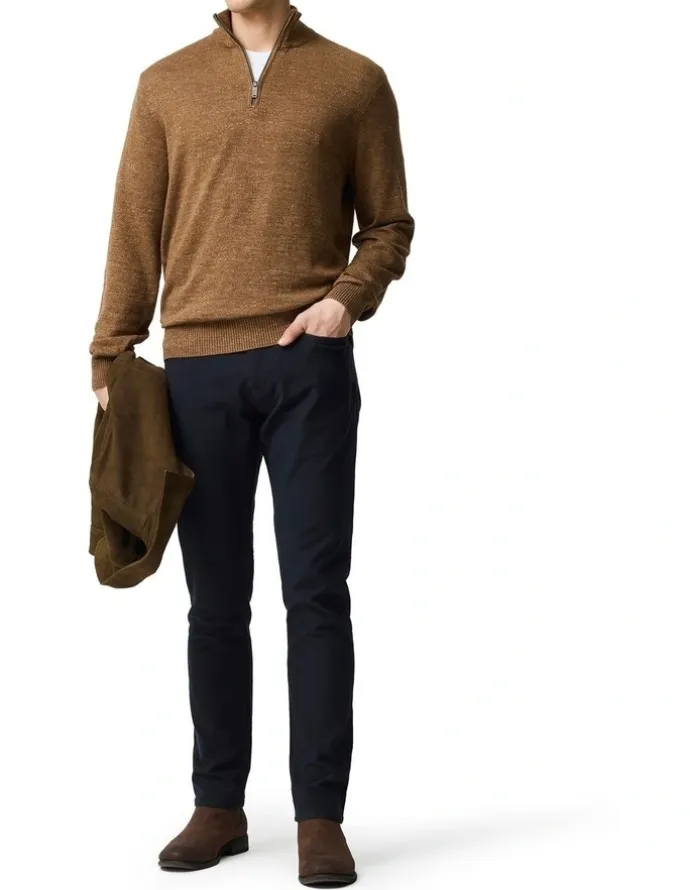 Rodd & Gunn Fortrose 1/4 Zip Knit in Nutmeg