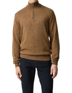 Rodd & Gunn Fortrose 1/4 Zip Knit in Nutmeg