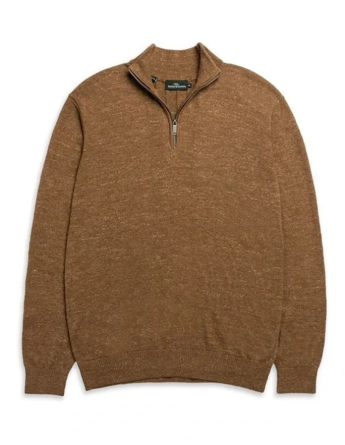 Rodd & Gunn Fortrose 1/4 Zip Knit in Nutmeg