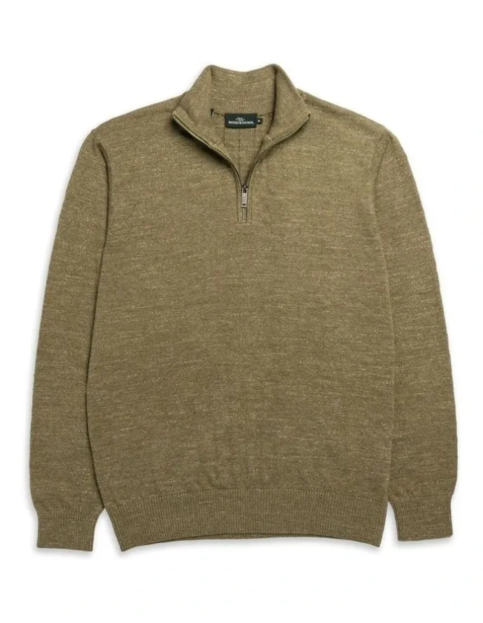 Rodd & Gunn Fortrose 1/4 Zip Knit in Olive