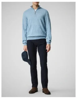 Rodd & Gunn Fortrose 1/4 Zip Knit in Ocean