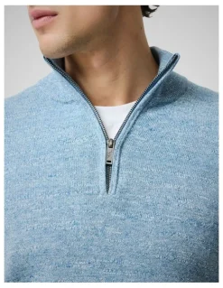 Rodd & Gunn Fortrose 1/4 Zip Knit in Ocean