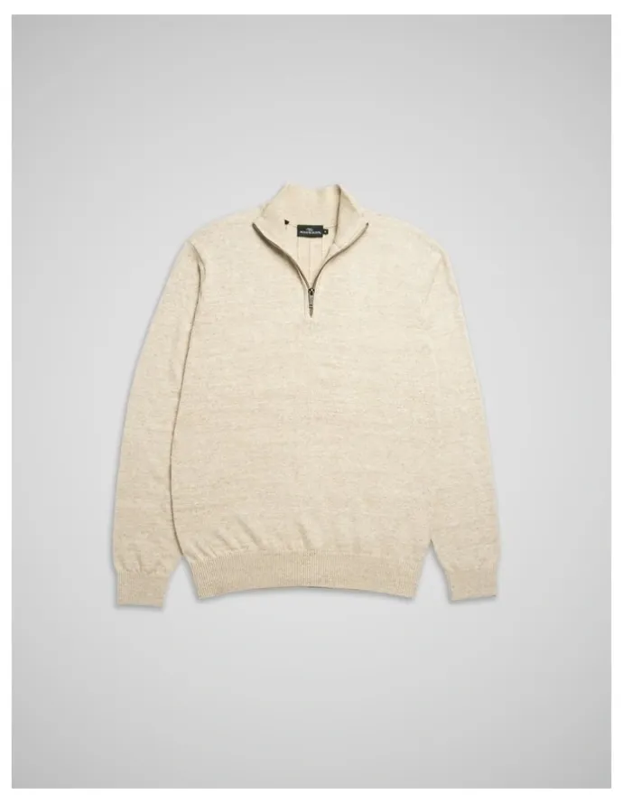 Rodd & Gunn Fortrose 1/4 Zip Knit in Straw