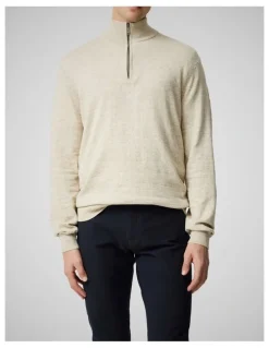 Rodd & Gunn Fortrose 1/4 Zip Knit in Straw