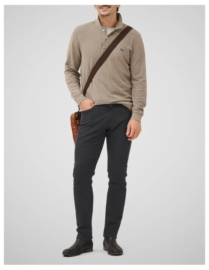 Rodd & Gunn Long Sleeve Sports Fit Gunn Polo in Latte